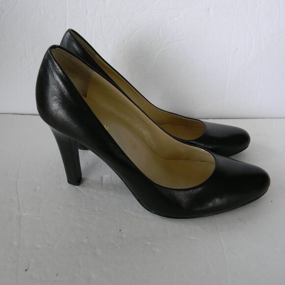 LAUREN RALPH LAUREN CLASSIC BLACK SMOOTH LEATHER HEELS SZ 10B - Picture 3 of 7